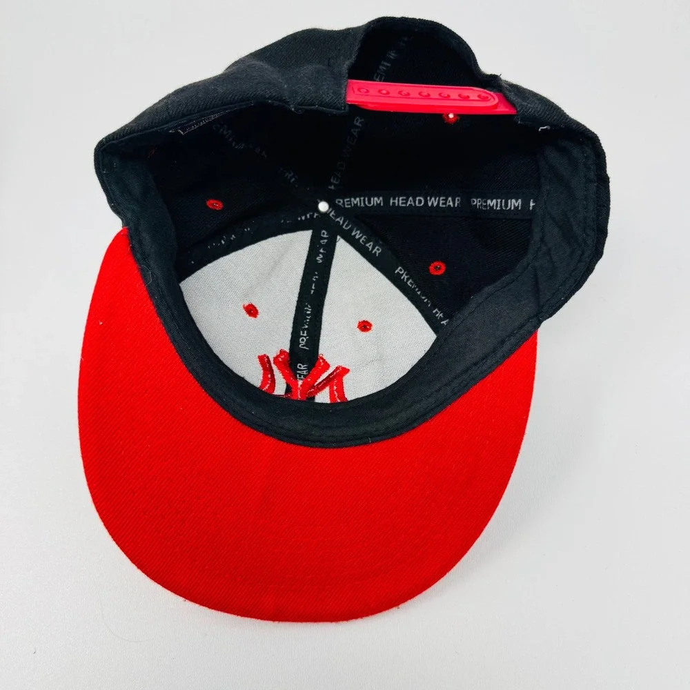 New York Yankees Snapback Hat Black Red Premium Headwear‎ Flat Brim Baseball Cap